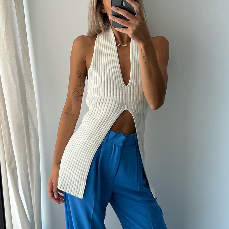 Heliar Women Ribbed Chic Design Tank Top Women Knitted Halter Sexy Tops Camis Tube Tops Women