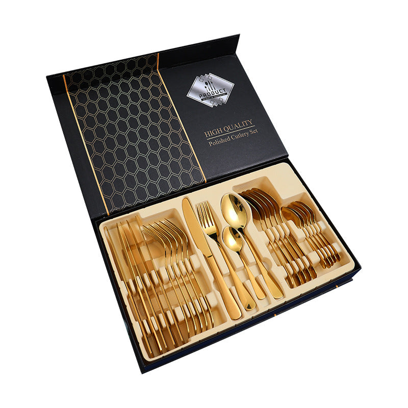 Stainless steel tableware 24-piece tableware set set of Western steak knife, fork and spoon gift box