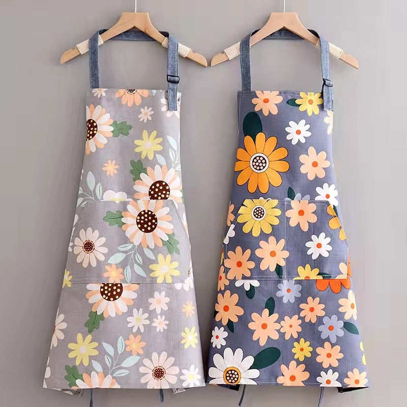 Cotton canvas uniform size apron Modern simple sunflower stain resistant kitchen apron household cleaning